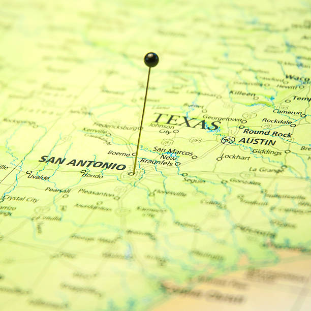 istock San Antonio Texas Road Map With Travel Pin 514559711