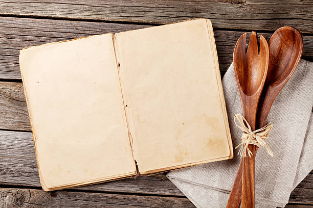 istock Blank vintage cooking book and utensils 514559950