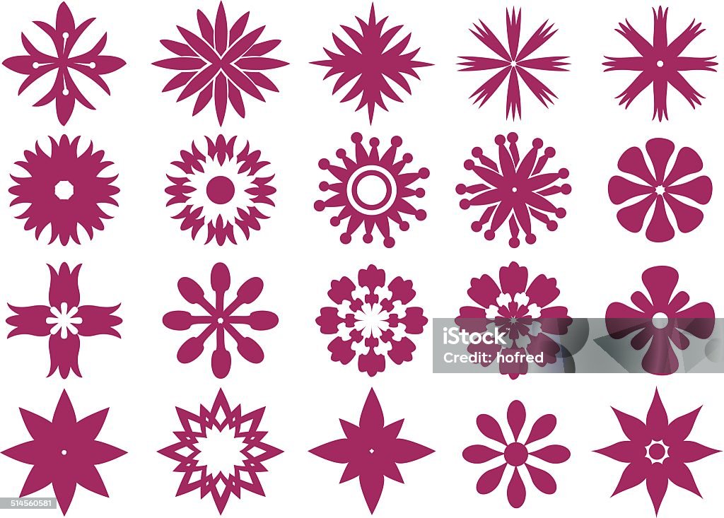 Floral Icon Design Vector Graphic Prints Vector design of abstract floral patterns in maroon isolated on white background Abstract stock vector