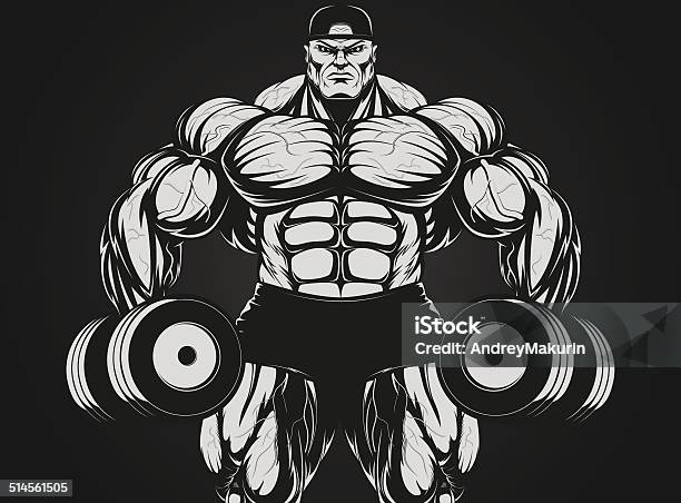 Bodybuilder With Dumbbell Stock Illustration - Download Image Now - Adult,  Barbell, Body Building - iStock