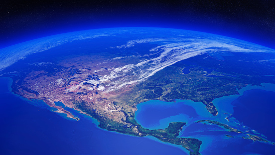 North America seen from space (Texture maps courtesy of NASA)