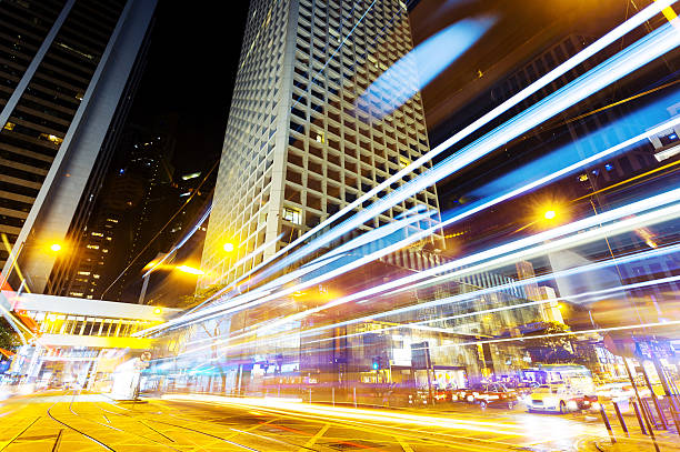 istock urban city traffic light trails at night 514562721