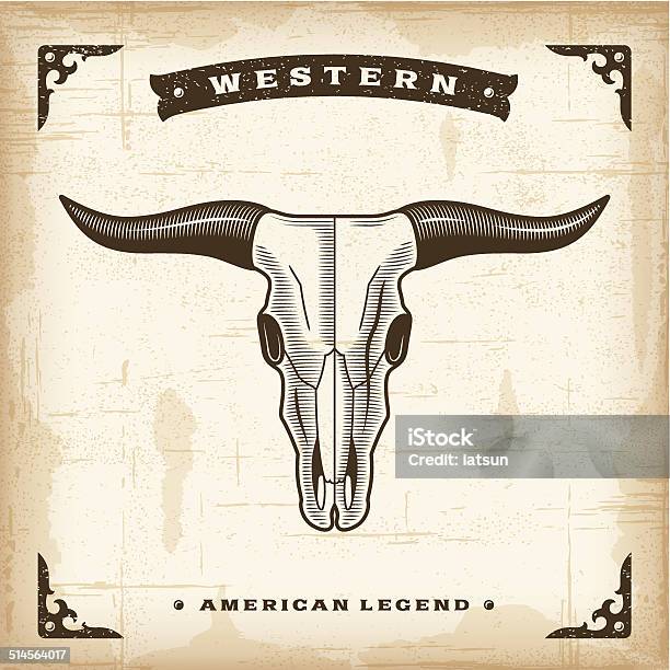 Vintage Western Bull Skull Stock Illustration - Download Image Now - Cow, Bull - Animal, Animal