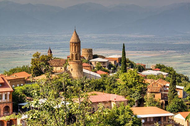 View over Sighnaghi View over the town of Sighnaghi, Georgia kakheti georgia stock pictures, royalty-free photos & images