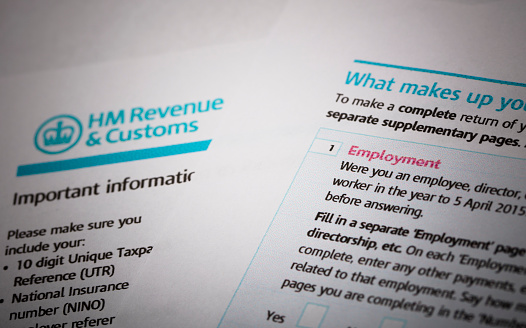 London, United Kingdom - March 9, 2016: An editorial stock photo showing HMRC Tax return. Focused on the Employment section