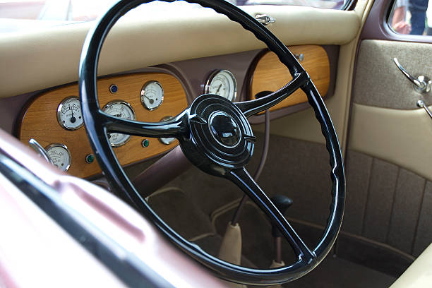 istock Classic Vintage Car Automobile Interior Dashboard And Tan Leather 514565596