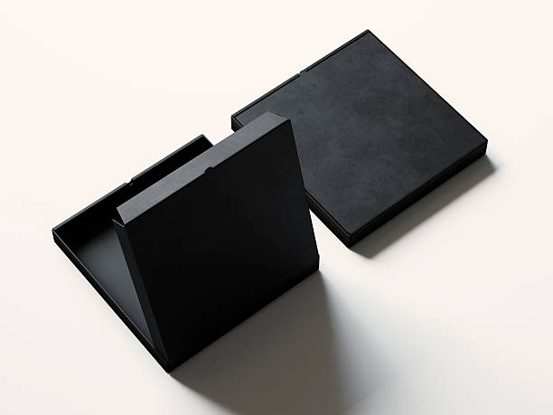 istock Blank black open pizza paper box isolated on white background 514565828