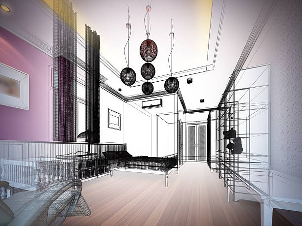 istock abstract sketch design of interior bedroom 514566184