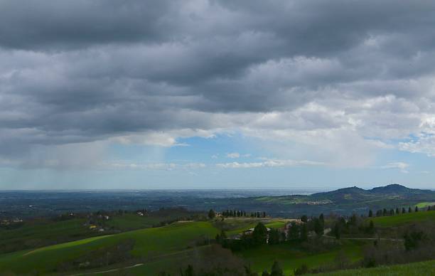 Cloudy landscape, Bertinoro in Romagna Italy stock photo