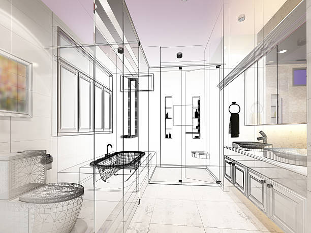 istock abstract sketch design of interior bathroom 514566514