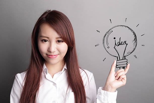 istock business woman hold light bulb 514568544