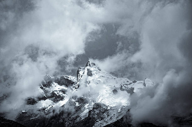 Storm Clouds Gather Around A Mountain Near Huaraz In Peru stock photo