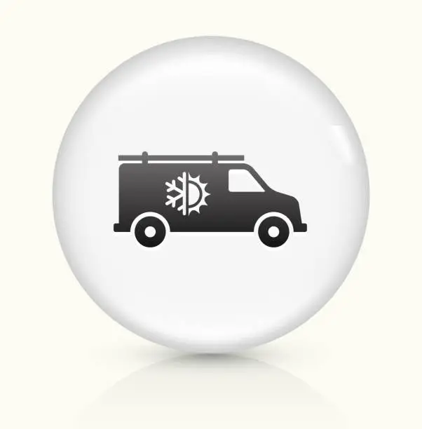 Vector illustration of Air Conditioner Truck icon on white round vector button
