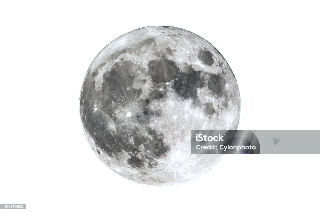 Full Moon isolated on white The full Moon is seen isolated on a white background. High contrast, high resolution image taken with a full frame dslr camera. Moon Stock Photo