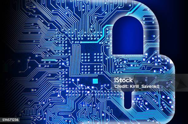 Cyber Security Concept With Lock Stock Photo - Download Image Now - Encryption, Network Security, Computer Network