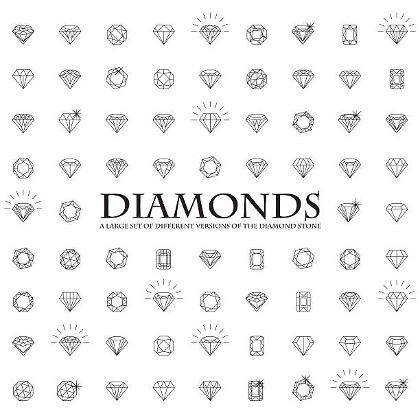 Large number of versions of a diamond Diamonds Icons set, design element, symbol of the success of wealth and fameDiamonds Icons set, design element, symbol of the success of wealth and fame. diamond shaped stock illustrations
