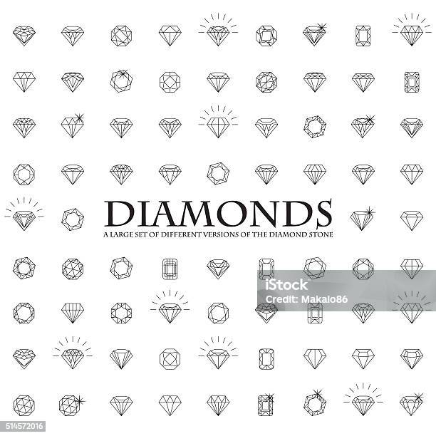 Large Number Of Versions Of A Diamond Stock Illustration - Download Image Now - Diamond - Gemstone, Diamond Shaped, Jewelry