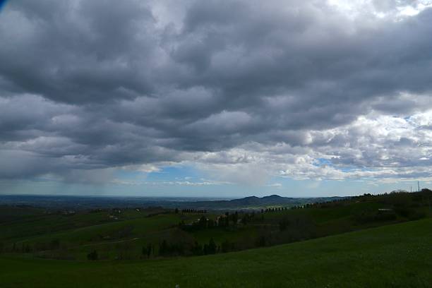 Cloudy landscape, Bertinoro in Romagna Italy stock photo