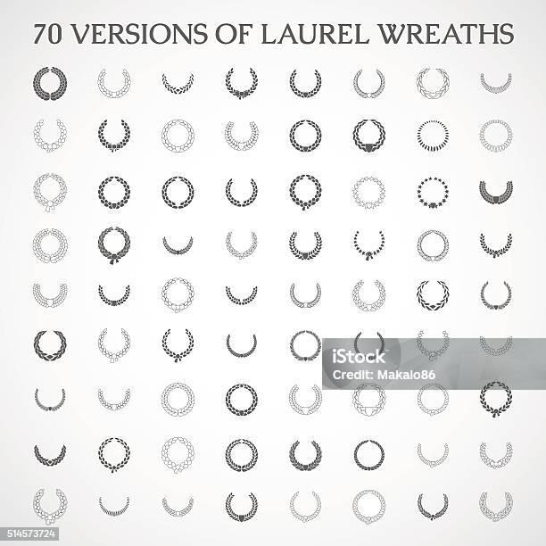Illustration Of A Set Of Vector Laurel Wreaths Stock Illustration - Download Image Now - Laurel Wreath, Bay Tree, Wreath
