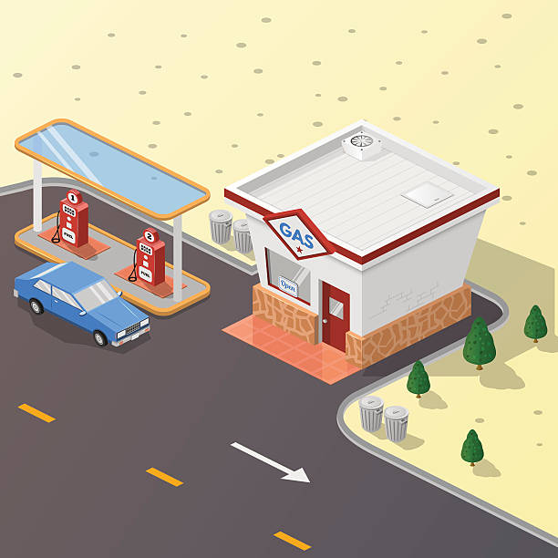 иллюстрация автозаправочной станции. - emergency services car urgency isometric stock illustrations