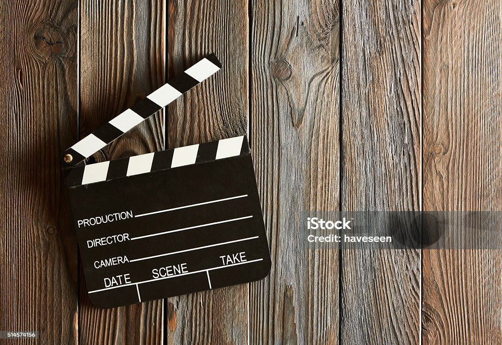Produktion clapper board und Film - Lizenzfrei Filmklappe Stock-Foto