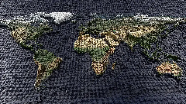 earth map composed of square elements