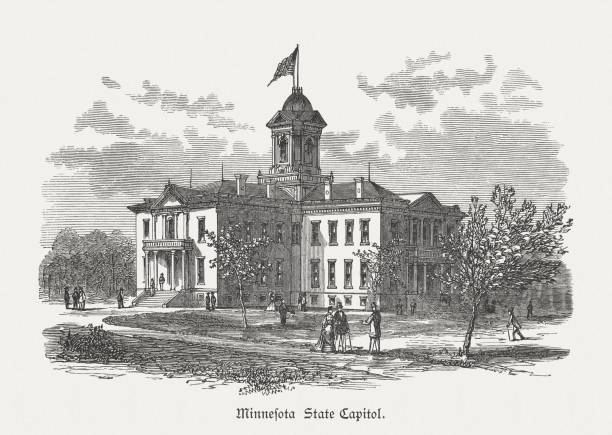 istock Minnesota State Capitol, Saint Paul, USA, wood engraving, published 1880 514574434