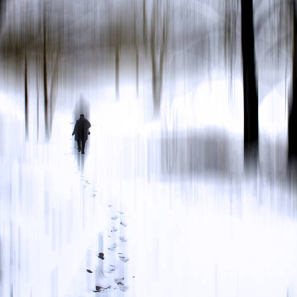 Man walking in a snowy park