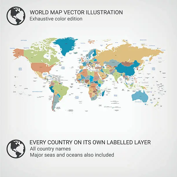 Vector illustration of World Map color edition