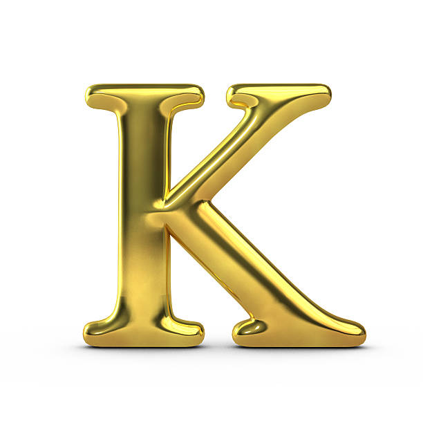 3D render of a Shiny reflective capital letter K