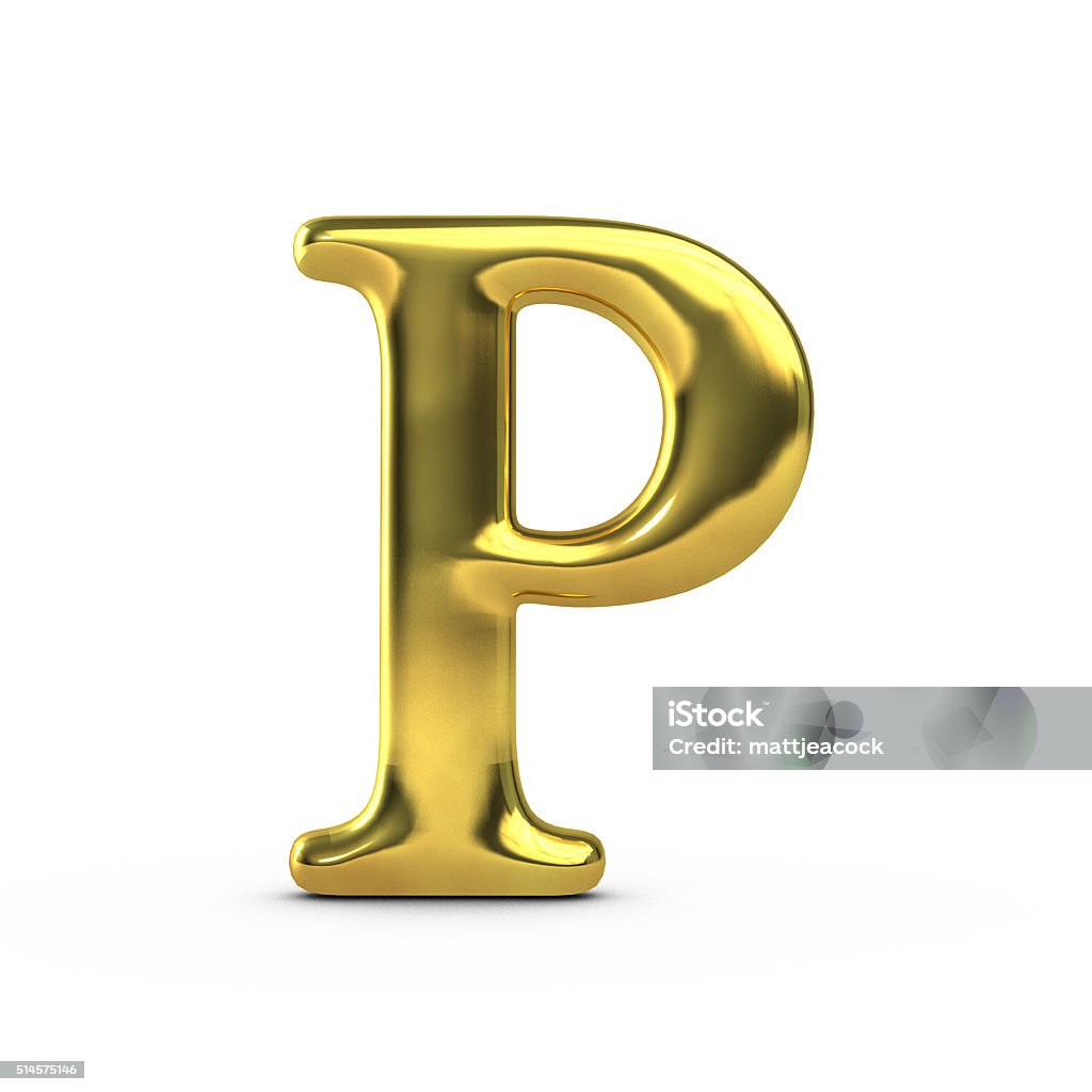Shiny Gold Capital Letter P Stock Photo - Download Image Now ...