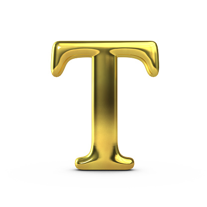 3D render of a Shiny reflective capital letter T