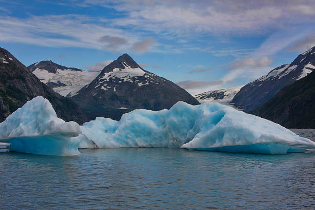 ice bergs on portage lake stock photo