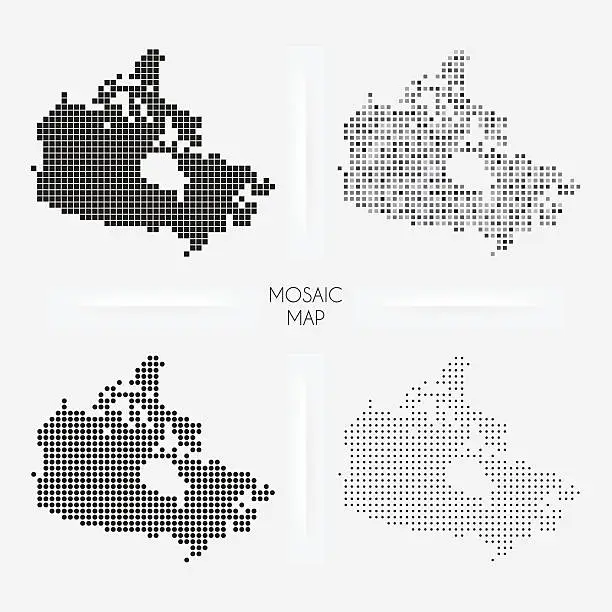 Vector illustration of Canada maps - Mosaic squarred and dotted