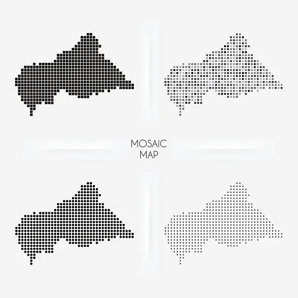 Vector illustration of Central African Republic maps - Mosaic squarred and dotted