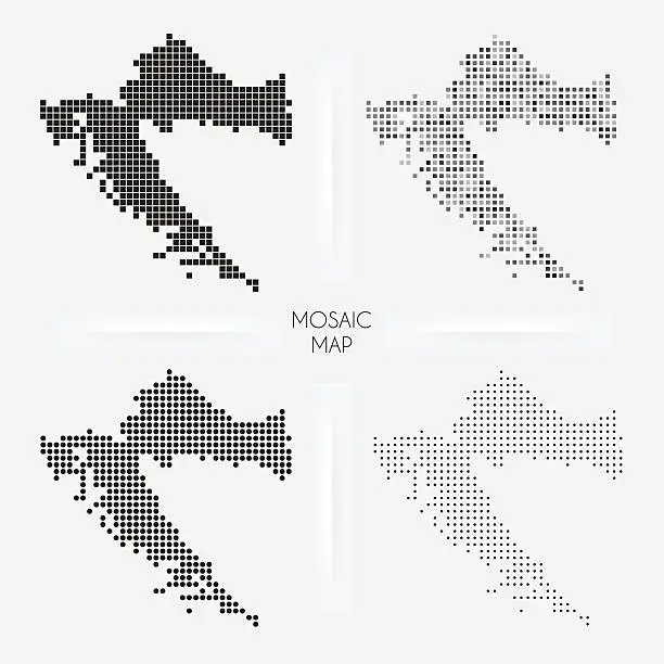 Vector illustration of Croatia maps - Mosaic squarred and dotted