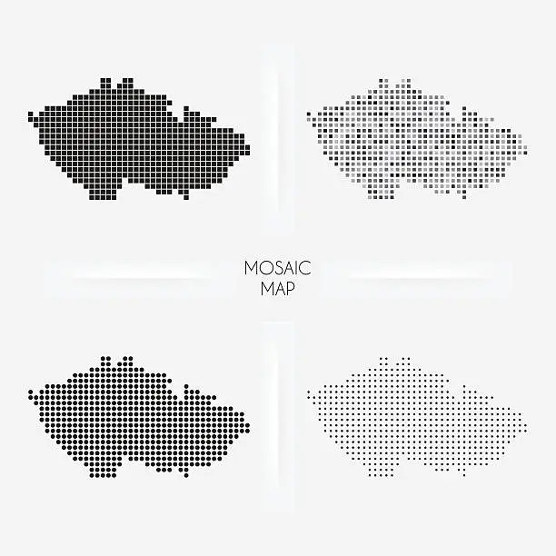 Vector illustration of Czech Republic maps - Mosaic squarred and dotted