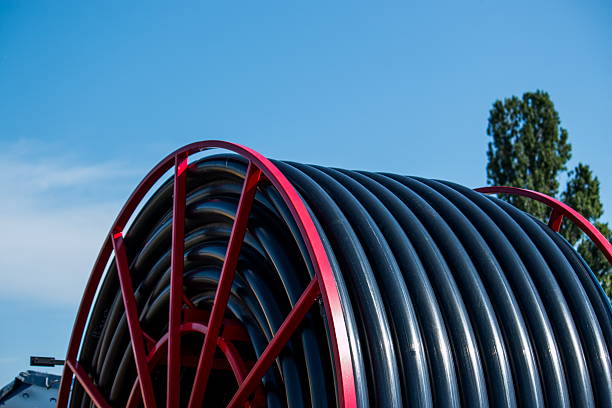 hose reel of  irrigate machine against the sky