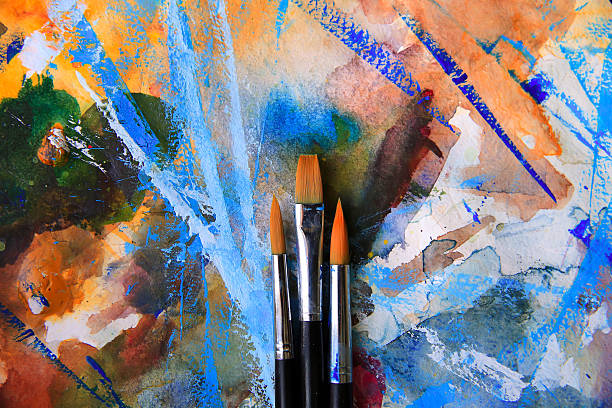 istock Closeup of brushes and palette. 514582278