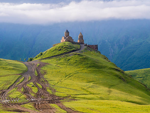 istock Gergeti Tsminda Sameba church in Kazbegi (Stepancminda), Georgia 514583649