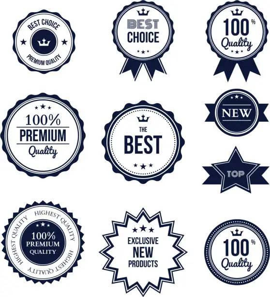 Vector illustration of Premium quality best choice labels set isolated