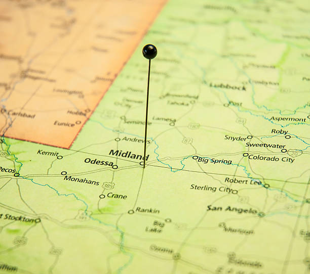 istock Macro Travel Road Map Of Midland Texas 514585435