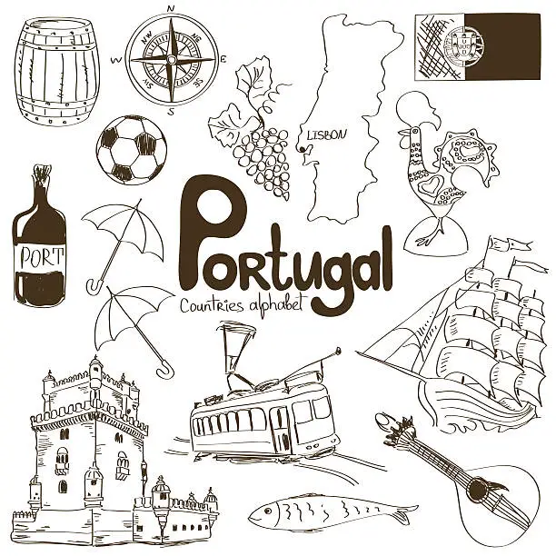 Vector illustration of Collection of Portugal icons