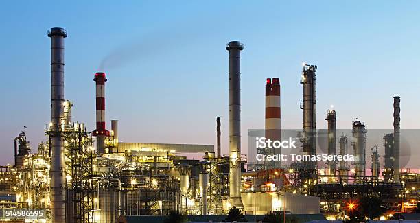 Oil Indutry Refinery Factory Stock Photo - Download Image Now - Air Pollution, Built Structure, Chemical Plant