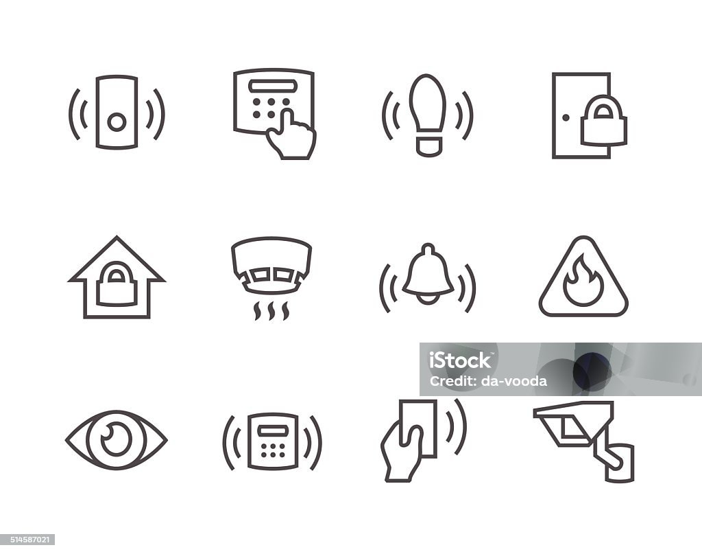 Outline Perimeter security icons Simple set of perimeter security related vector icons for your design Icon Symbol stock vector