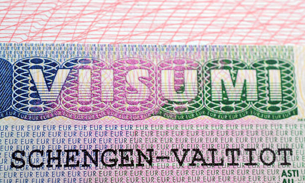 istock Finnish schengen visa in the passport 514589499