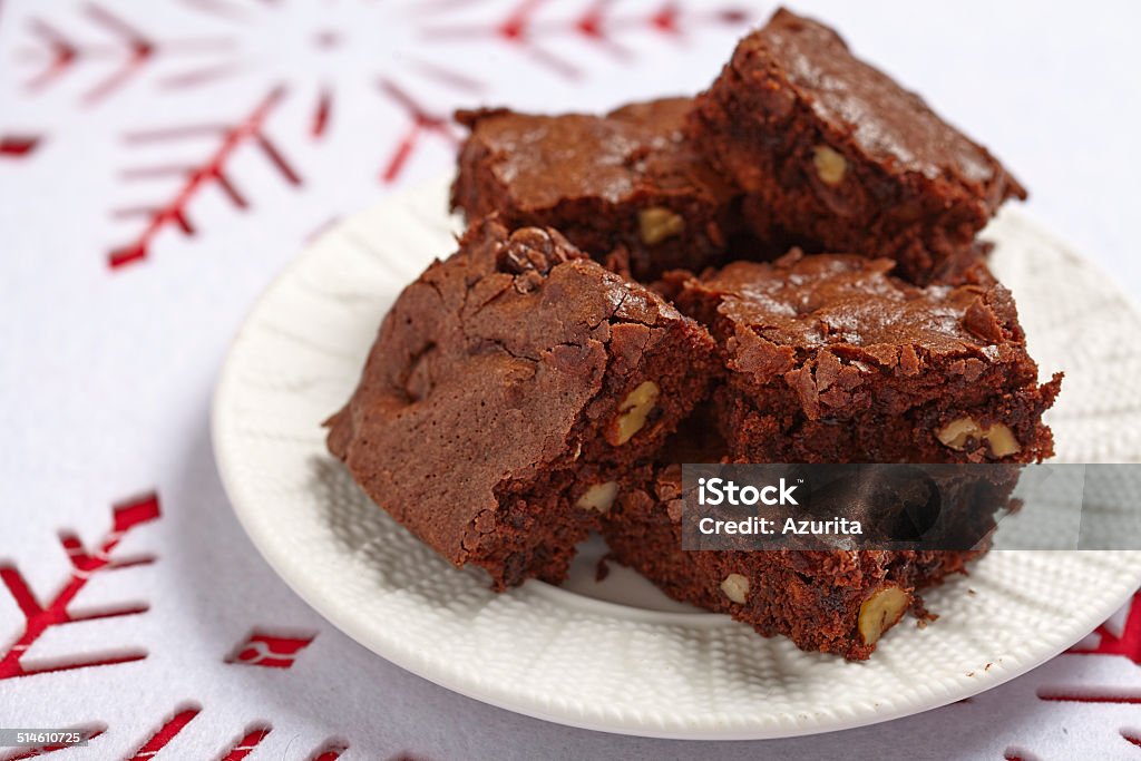 Brownie squares Brownie squares with chocolate chips and nuts Backgrounds Stock Photo