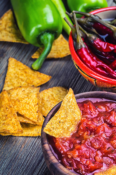istock Mexican tortillas salsa and chili peppers. 514611419