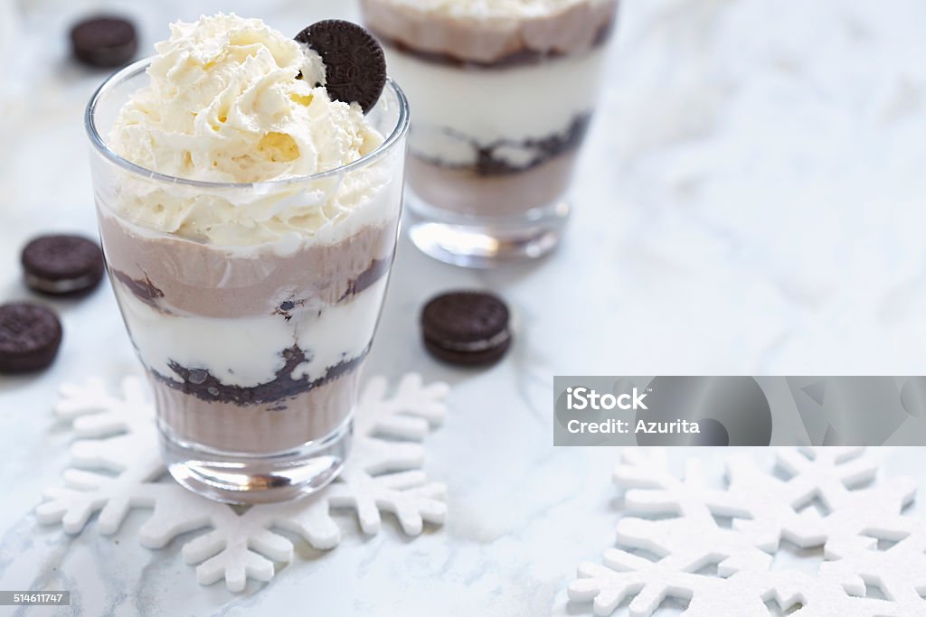 Perfect chocolate Chocolate parfait layered dessert with cookies and mousse Backgrounds Stock Photo