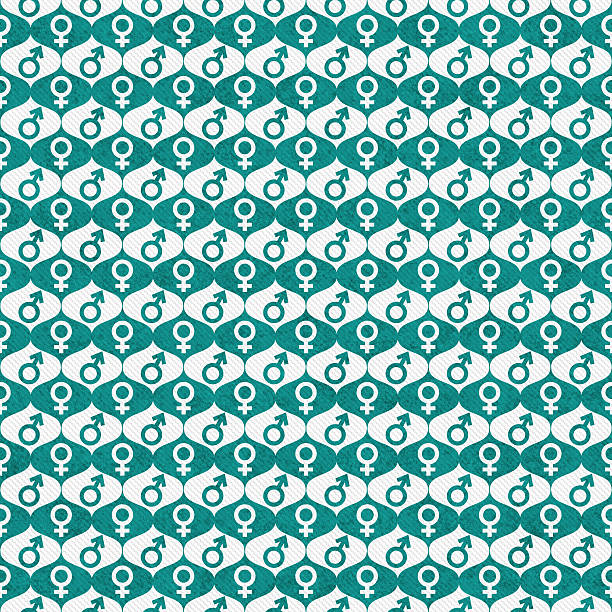 Teal and White Male and Female Gender Symbol Repeat Pattern Background that is seamless and repeats